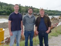 Spatenstich zur Sanierung des Großhesseloher Wehrs